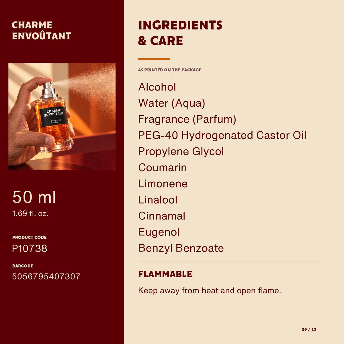 Charme Envoûtant — Ingredients and care