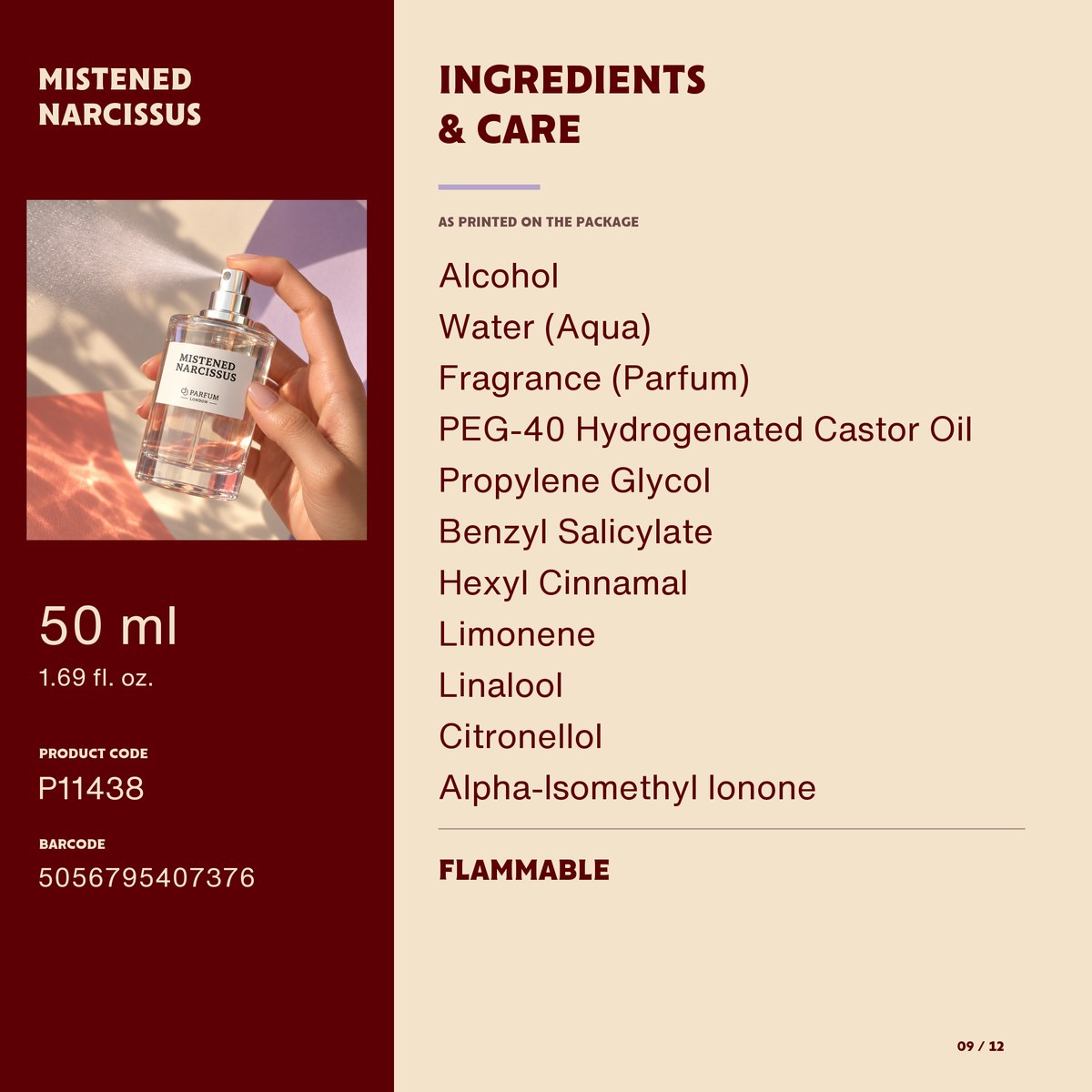 Mistened Narcissus — Ingredients and care